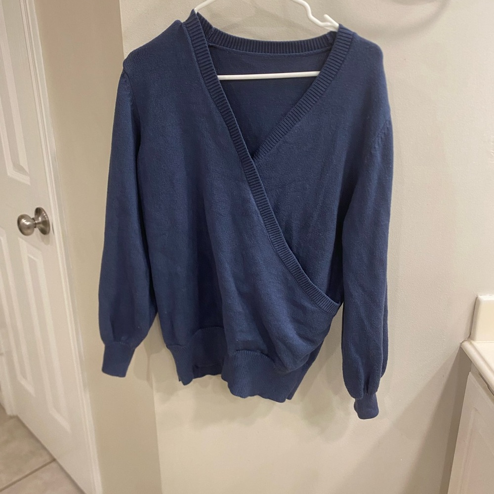 Super Soft V-Neck Blue Sweater